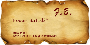 Fodor Balló névjegykártya